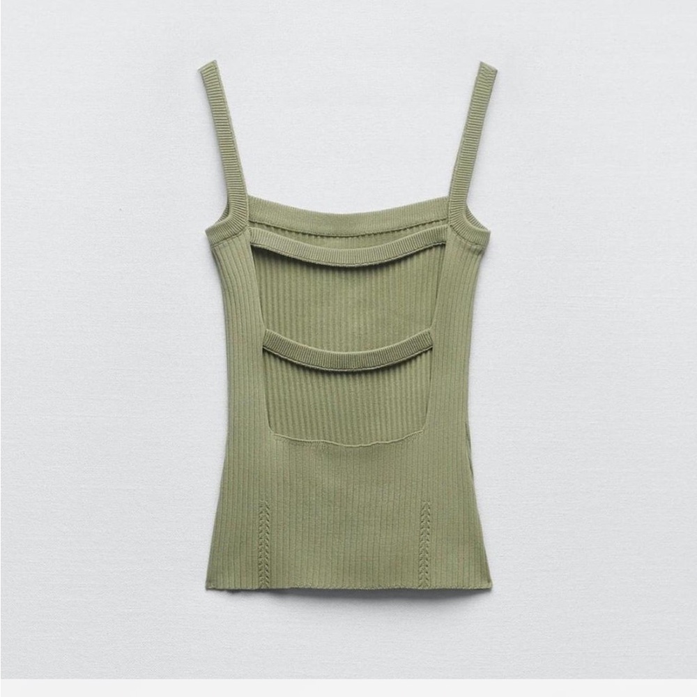 Zara Green Ribbed Camisole - US S